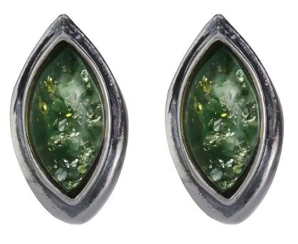 Sterling Silver and Baltic Green Amber Earrings "Harper"