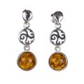 Sterling Silver and Baltic Honey Amber Earrings "Agatha"