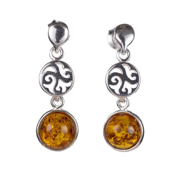 Sterling Silver and Baltic Honey Amber Earrings "Agatha"