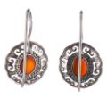 Sterling Silver Baltic Cherry Amber Fish Hook Earrings