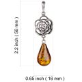 Sterling Silver and Baltic Amber Vintage Style Rose Pendant