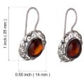 Sterling Silver Baltic Cherry Amber Fish Hook Earrings