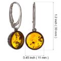 Baltic Honey Amber Round Drop Earrings in Sterling Silver