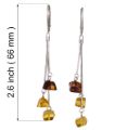 Sterling Silver and Baltic  Leverback  Cherry Honey Amber Dangling Earrings