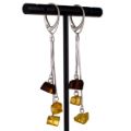 Sterling Silver and Baltic  Leverback  Cherry Honey Amber Dangling Earrings