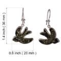 Sterling Silver and Baltic Amber Kidney Hook Green Amber Swallow Earrings