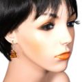 Sterling Silver and Baltic Amber Kidney Hook Honey Amber Swallow Earrings
