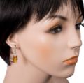 Sterling Silver and Baltic Amber Kidney Hook Honey Amber Owl Earrings