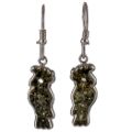 Sterling Silver and Baltic Amber Kidney Hook Green Amber Parrot Earrings