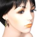Sterling Silver and Baltic Amber Kidney Hook Green Amber Parrot Earrings