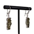 Sterling Silver and Baltic Amber Kidney Hook Green Amber Parrot Earrings
