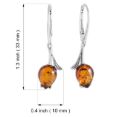Sterling Silver Baltic Honey Amber Earrings "Tulips"