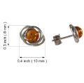 Sterling Silver and Baltic Honey Amber Stud Earrings "Nova"