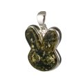 Sterling Silver Green Baltic Amber Bunny Pendant