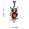 Sterling Silver and Baltic Cherry Amber Owl Pendant