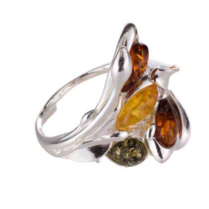Sterling Silver and Baltic Multicolored Amber Ring "Layla"