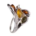 "Layla" Multicolor Baltic Amber Ring in Sterling Silver