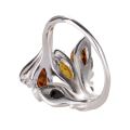 "Layla" Multicolor Baltic Amber Ring in Sterling Silver