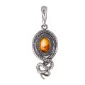 Sterling Silver and Baltic Honey Amber Snake Pendant