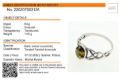 Laboratory certificate shown with sterling silver green Baltic amber Celtic knot sring