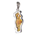 Sterling Silver Honey Baltic Amber Parrot Pendant