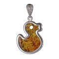 Sterling Silver Honey Baltic Amber Duck Pendant
