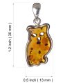 Sterling Silver Honey Baltic Amber Owl Pendant