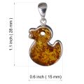 Sterling Silver Honey Baltic Amber Duck Pendant