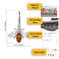 GIA Certified Sterling Silver and Baltic Honey Amber French Leverback Earrings "Bumble Bee"