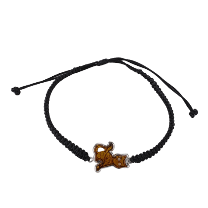 Baltic Honey Amber Cat Adjustable Bracelet in Sterling Silver