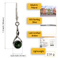 Sterling Silver and Baltic Green Amber Earrings "Chiara"