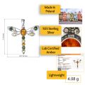 Sterling Silver and Baltic Amber Dragonfly Pendant