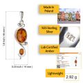 sterling silver amber pendant details