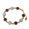 Gold Plated Sterling Silver,  Cherry and Turquoise Adjustable Baltic  Amber Bracelet, Amber Jewelry Collection
