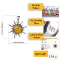 Sterling Silver and Baltic Amber "Flaming Sun" Pendant