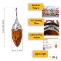 Sterling Silver and Baltic Honey Amber Pendant "Serena"