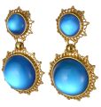 Gold Plated 925 Sterling Silver Blue Baltic Amber Round Earrings