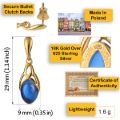 Gold Plated 925 Sterling Silver Blue Baltic Amber Dangling Earrings