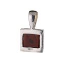 Sterling Silver and Baltic Honey Amber Square Pendant