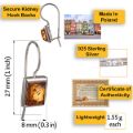 Genuine Baltic honey amber rectangular sterling silver earrings with kidney hook closure, handcrafted drop earrings