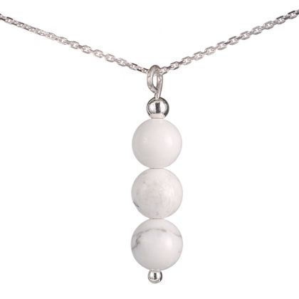 Howlite Jewelry - Howlite Necklaces for Women - Howlite Beads (natural) Necklace Pendant, Includes 925 Sterling Silver Chain. Handmade in the USA