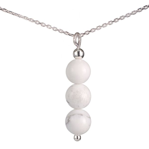 Howlite Jewelry - Howlite Necklaces for Women - Howlite Beads (natural) Necklace Pendant, Includes 925 Sterling Silver Chain. Handmade in the USA