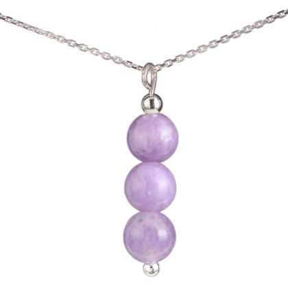 Lepidolite Jewelry - Lepidolite Necklaces for Women - Lepidolite Beads (natural) Necklace Pendant, Includes Italian Sterling Silver Chain. Handmade in the USA