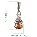 Sterling Silver and Baltic Honey Amber Ladybug Pendant