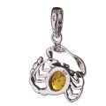 Sterling Silver and Baltic Amber Zodiac Sign Scorpio  Pendant