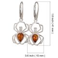 BALTICANA JEWELRY Sterling Silver and Baltic Amber French Leverback  Spider Earrings