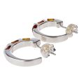 Multicolor Baltic Amber Hoop Earrings in Sterling Silver