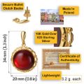 Gold Plated 925 Sterling Silver Baltic Red Amber Round Earrings