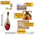 Gold Plated 925 Sterling Silver Baltic Red Amber Dangling Earrings