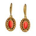 Gold Plated 925 Sterling Silver Baltic Red Amber Fish Hook Earrings